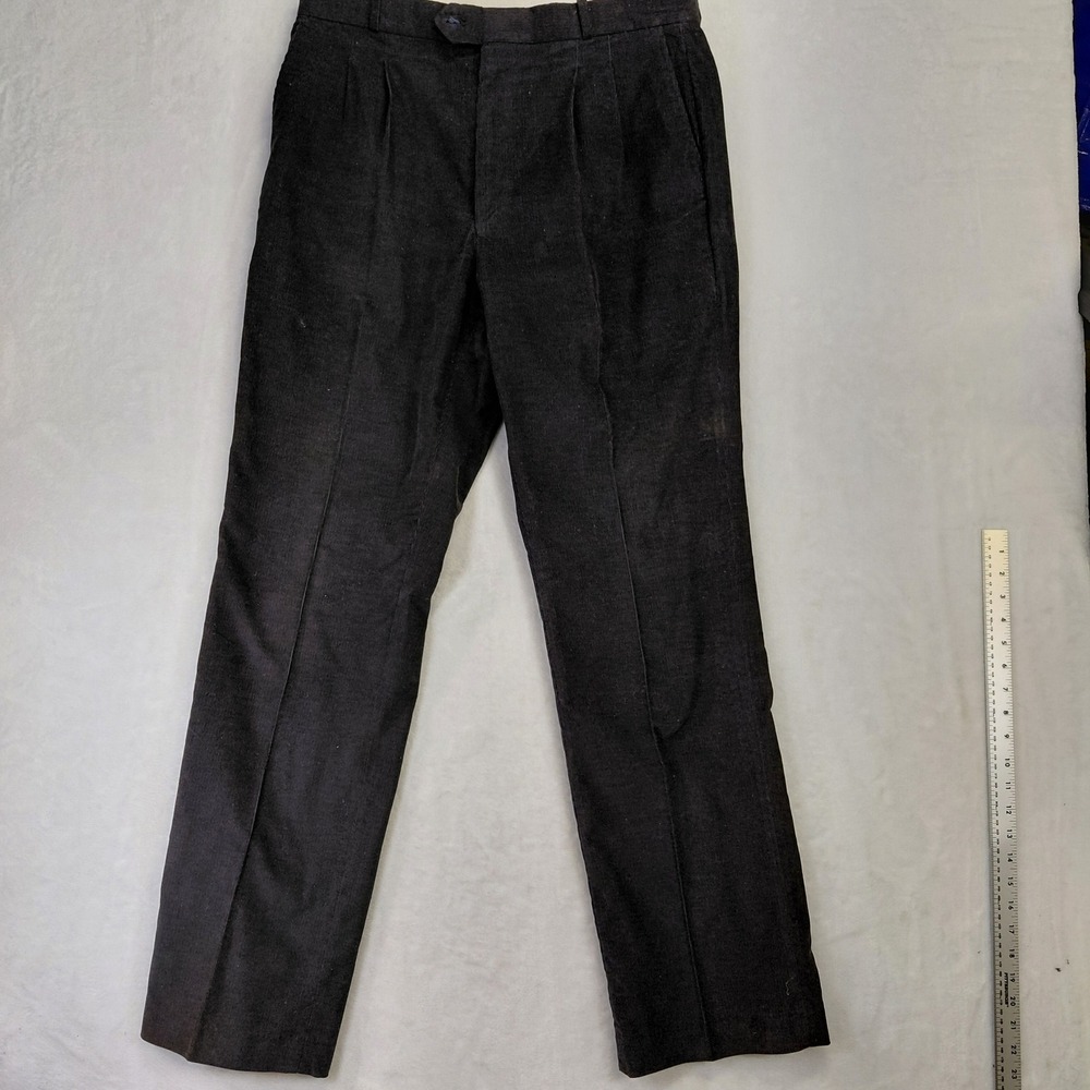 Arrow Brigade Vintage Black Corduroy Pleated Straight‎ Leg Pants Mens 35x28